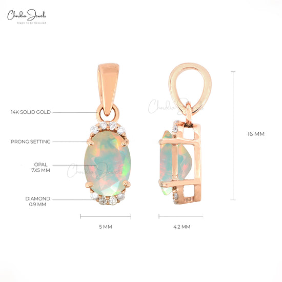 Fire Opal Pendant With Diamonds