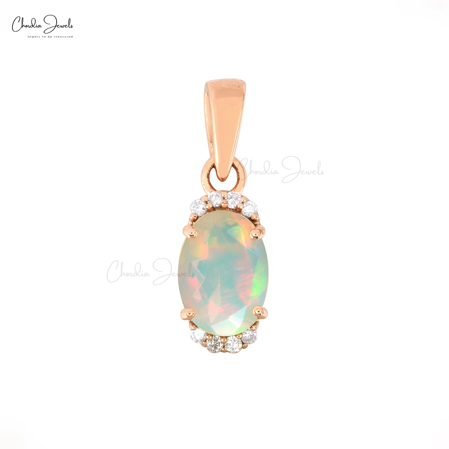 Fire Opal Pendant With Diamonds