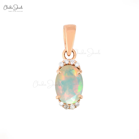 Fire Opal Pendant With Diamonds