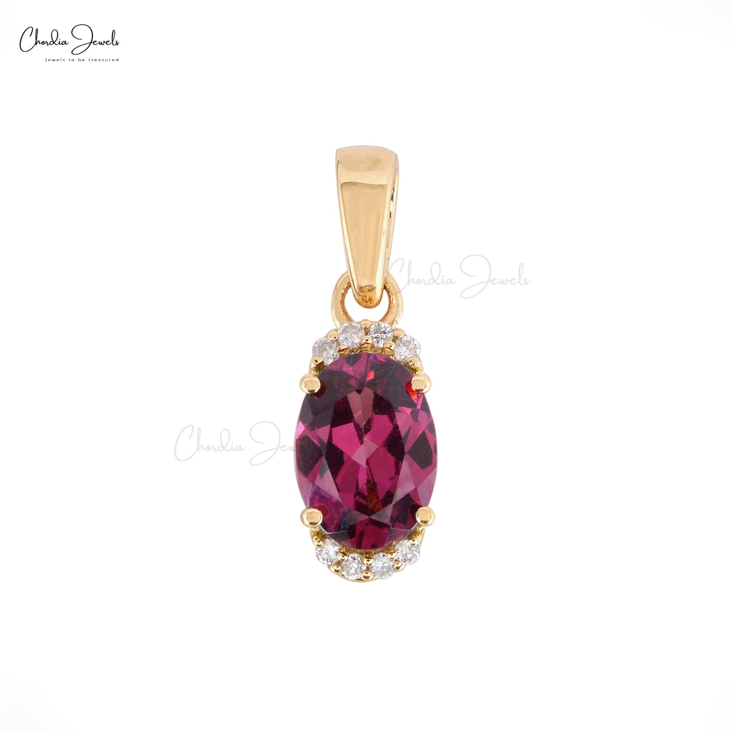 Diamond Half Halo Pendant With Rhodolite Garnet