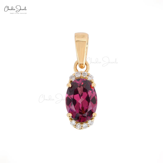 Diamond Half Halo Pendant With Rhodolite Garnet