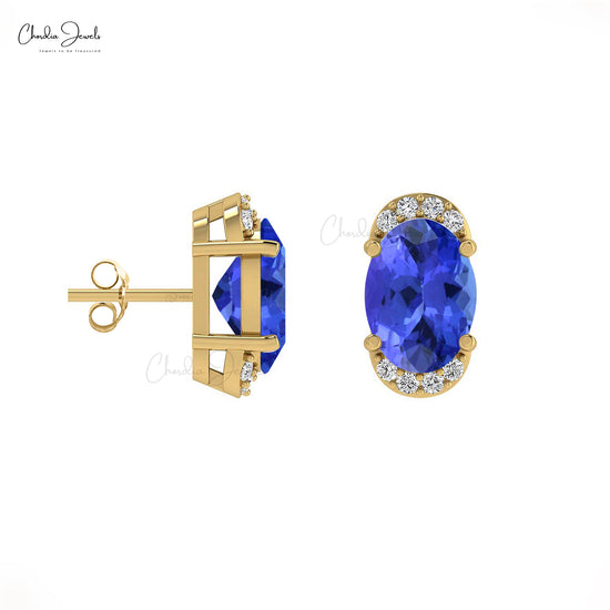 AAA Tanzanite Half Halo Earrings