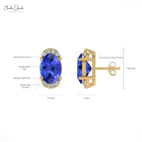 AAA Tanzanite Half Halo Earrings