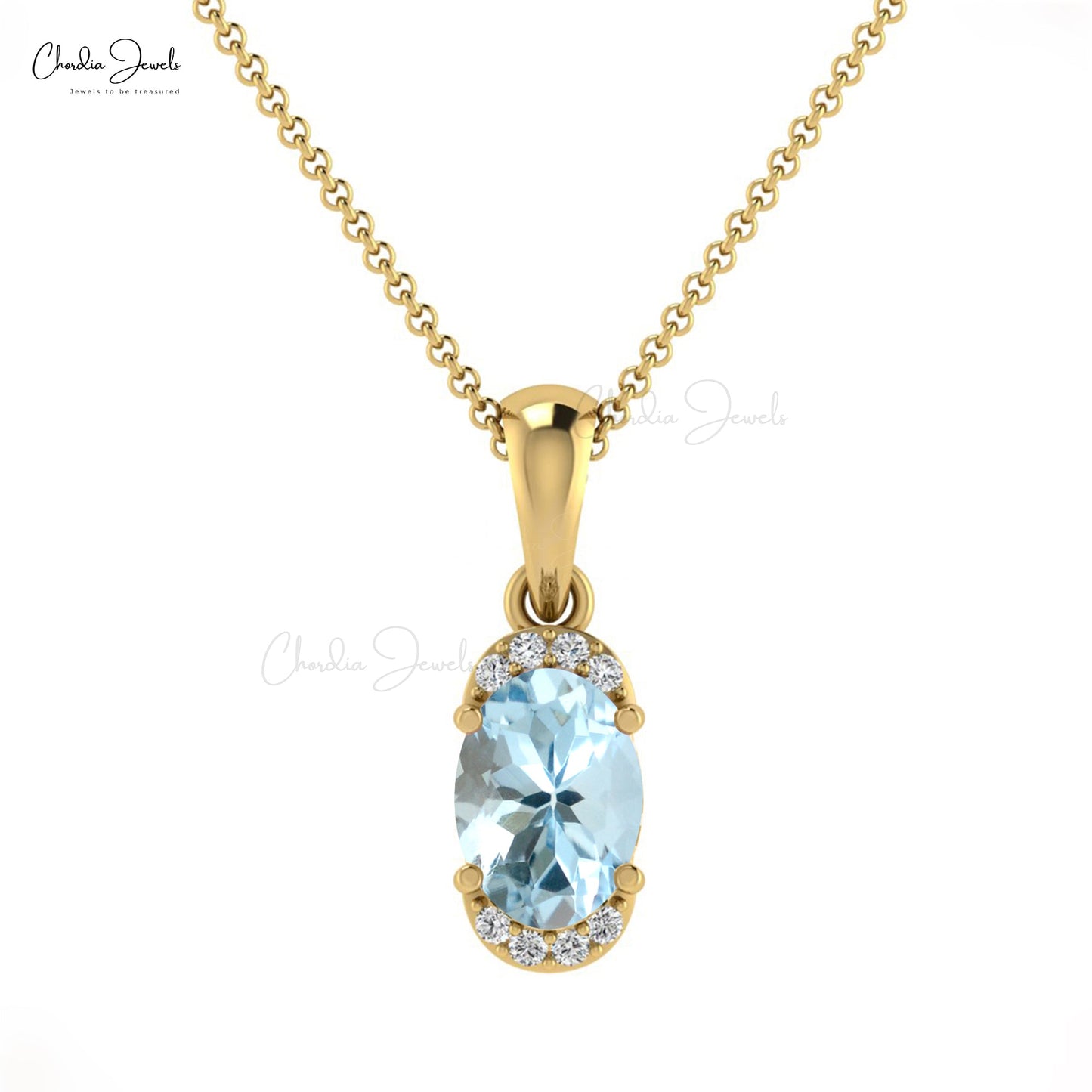 Natural 0.75 Carat Aquamarine Pendant in 14k Solid Gold For Women