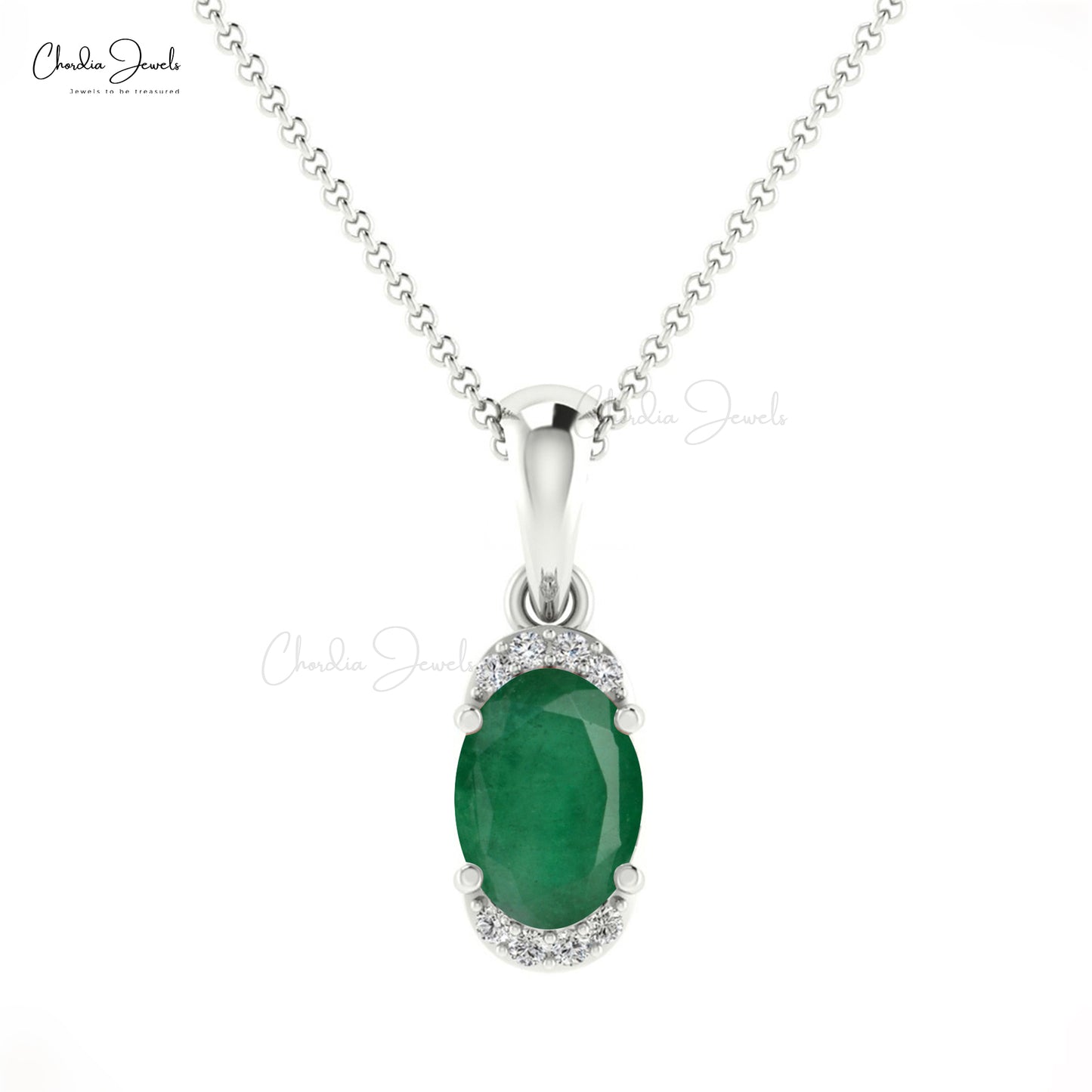 Genuine Half Halo Diamond Pendant 0.72ct Emerald Gemstone 14k Gold Pendant For Wedding Gift