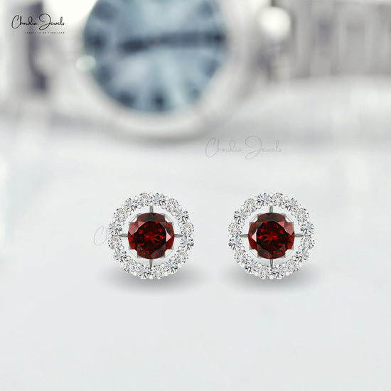 14k Solid White Gold Genuine Orange Spessartite Garnet Stud Earrings -  Jewelry