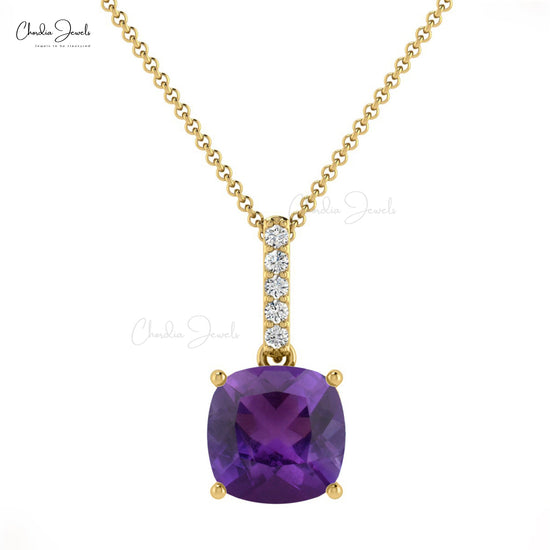 14K Gold Emerald Cut Amethyst Necklace RC11899-18 | Rick's Jewelers |  California, MD