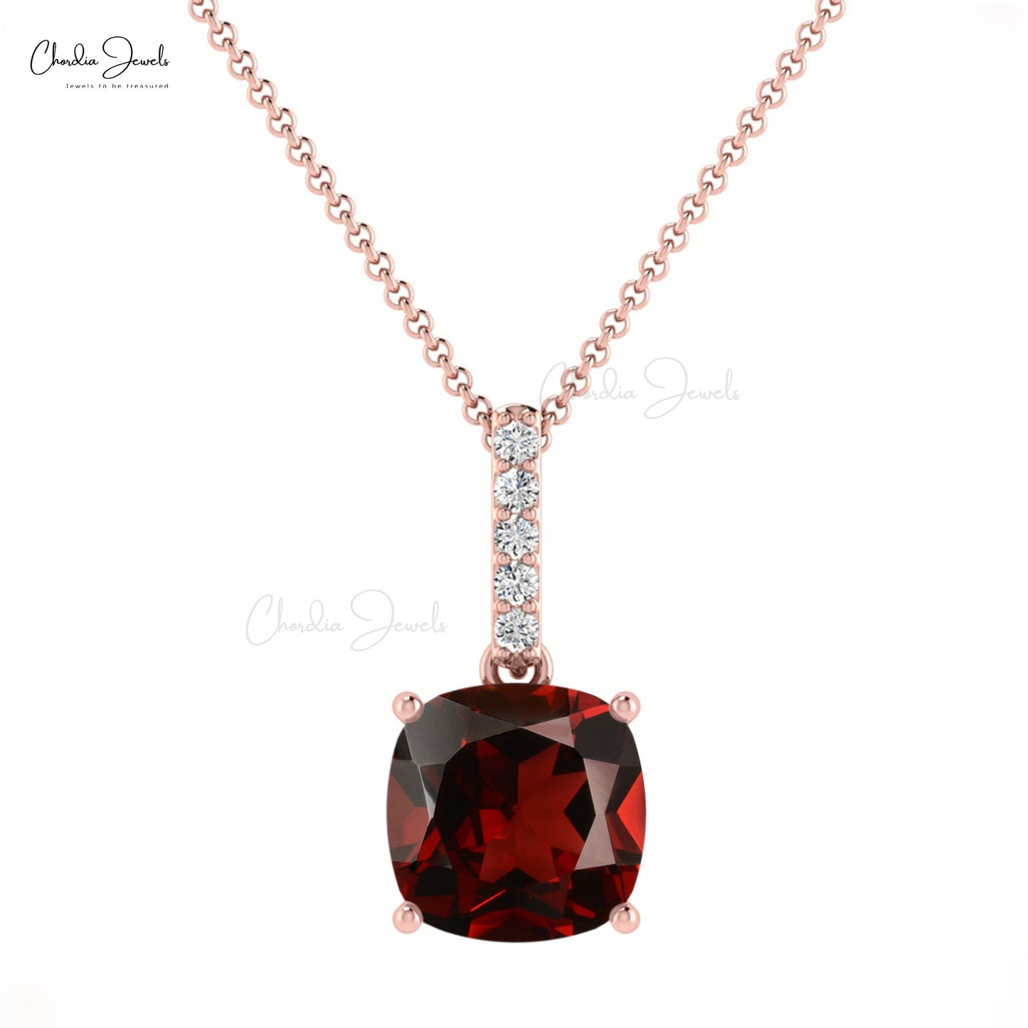 AAA January Birthstone Garnet and Diamond Pendant for Her