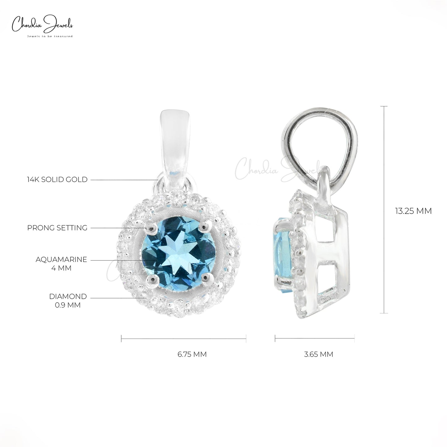 Load image into Gallery viewer, Diamond Halo Pendant With Aquamarine
