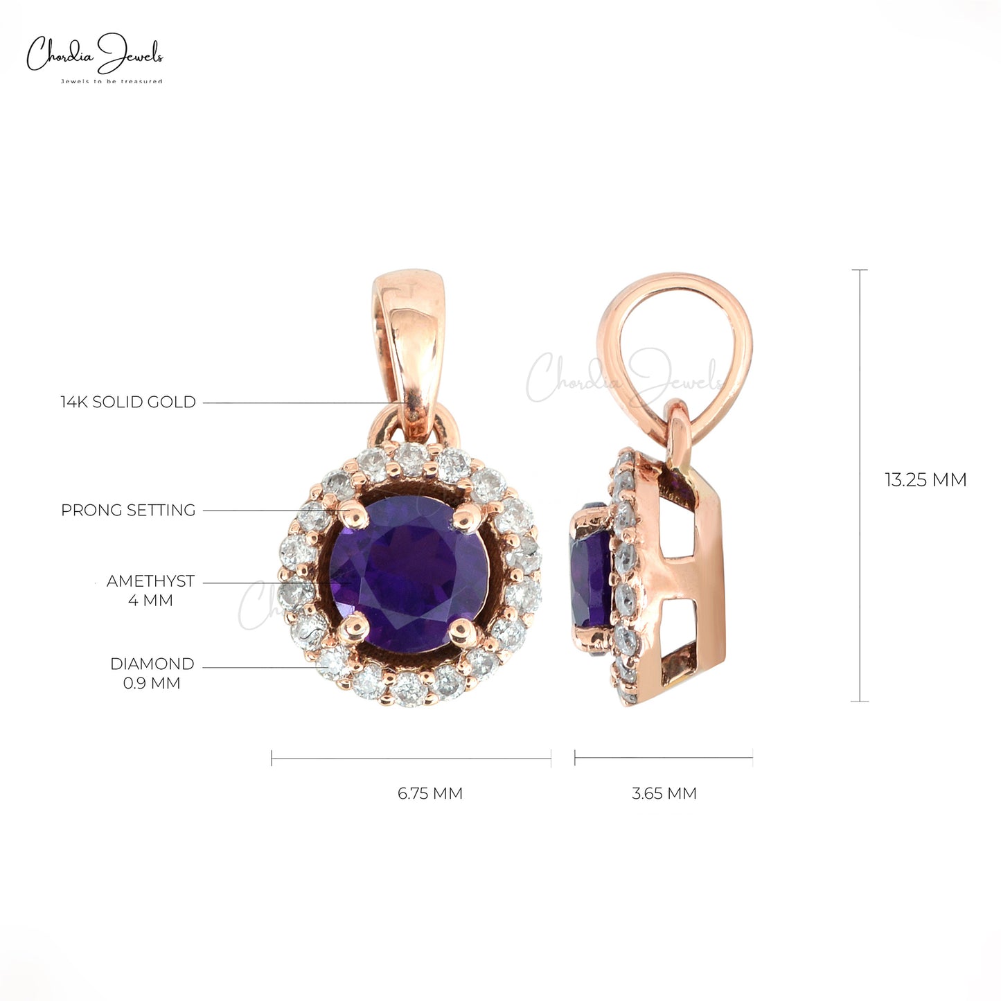 Load image into Gallery viewer, Diamond Halo Pendant With Amethyst
