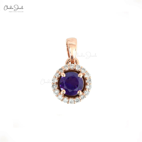 Load image into Gallery viewer, Diamond Halo Pendant With Amethyst
