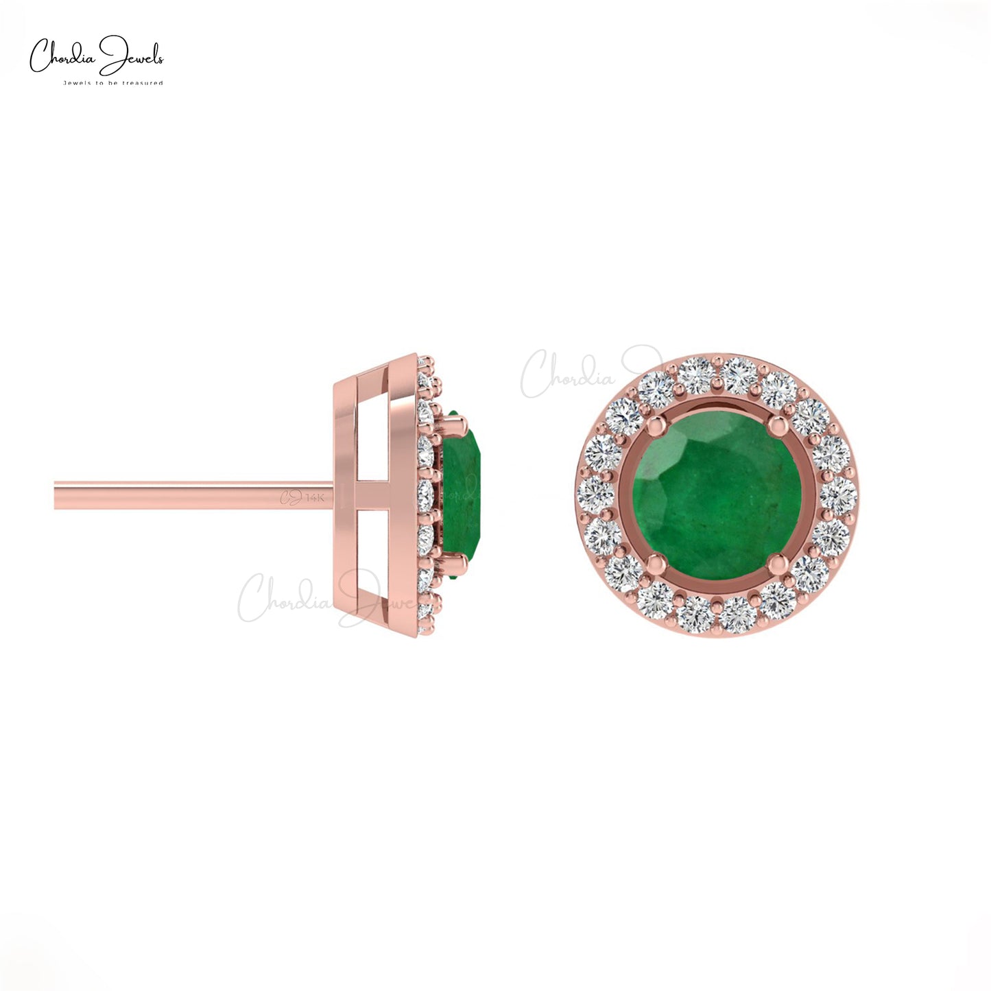 Unveil the magic of our emerald stud earrings. 