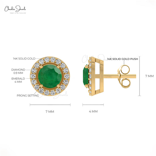 Make a statement with our emerald halo earrings.