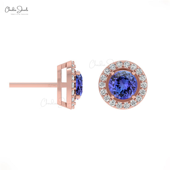 Tanzanite & Diamond Halo Earrings