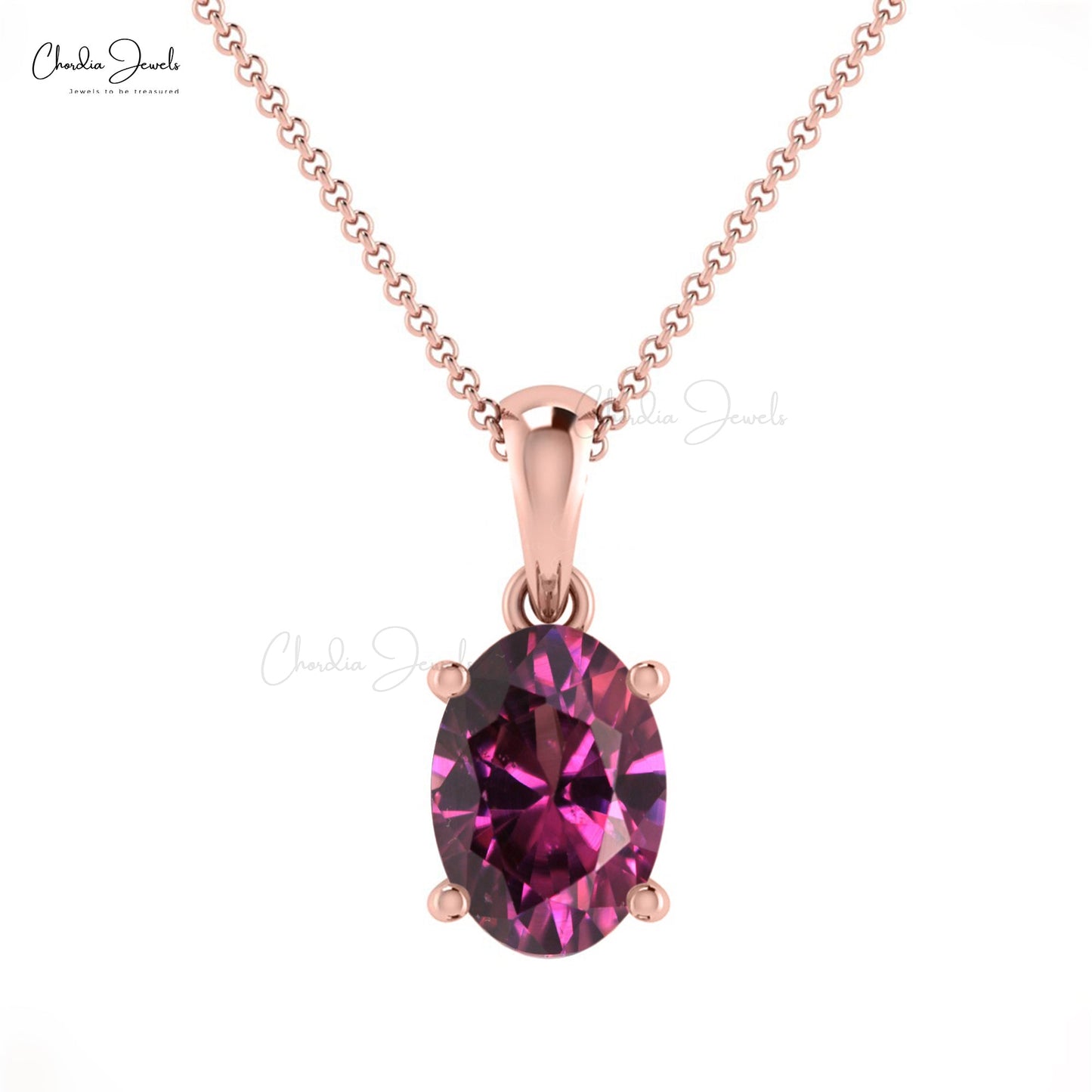 Oval Cut 7x5mm Natural Rhodolite Garnet Pendant