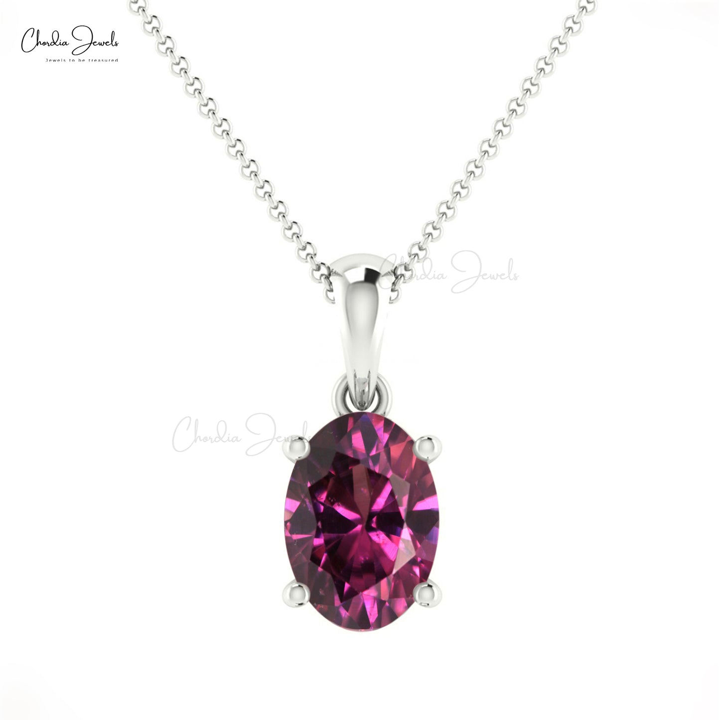 Oval Cut 7x5mm Natural Rhodolite Garnet Pendant