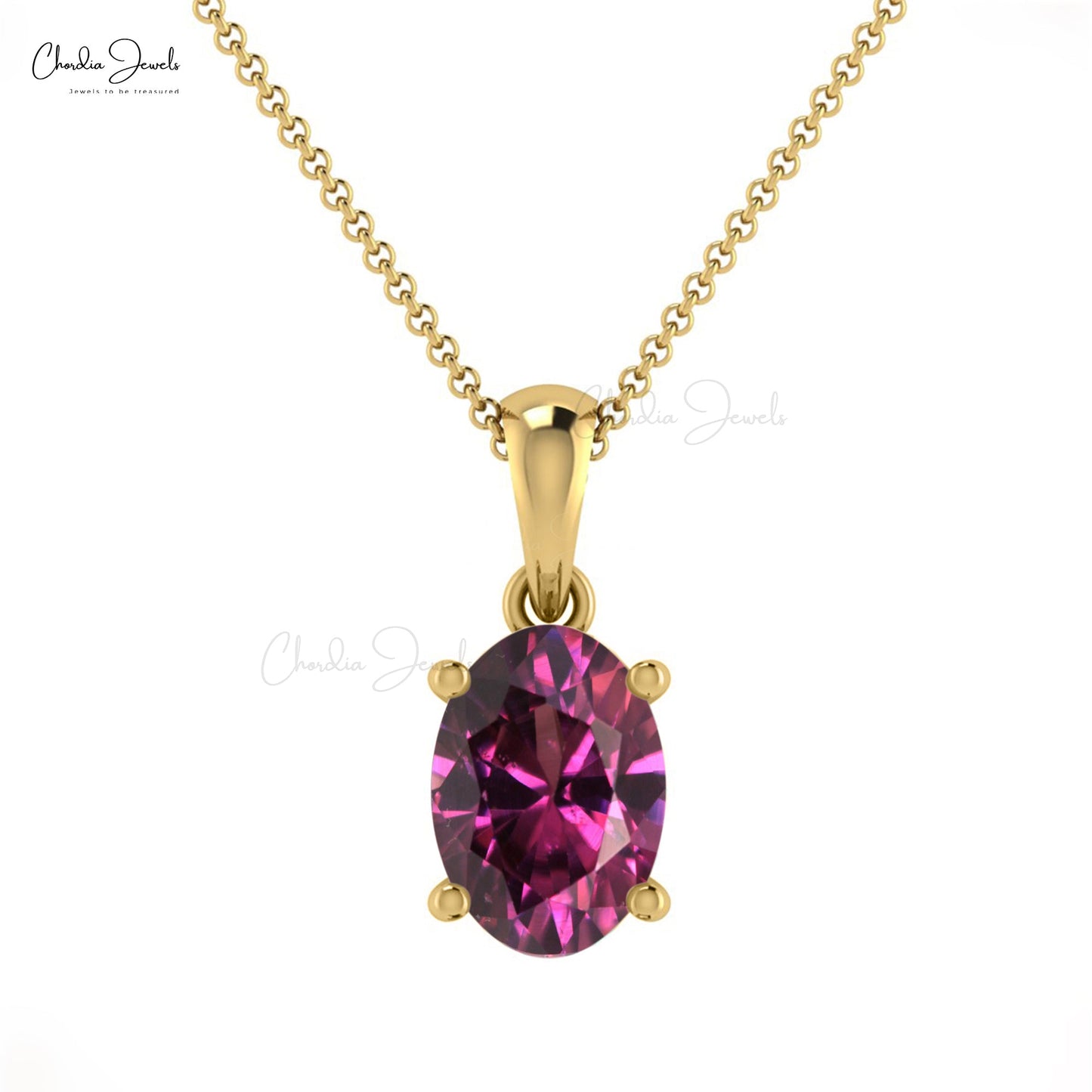 Oval Cut 7x5mm Natural Rhodolite Garnet Pendant