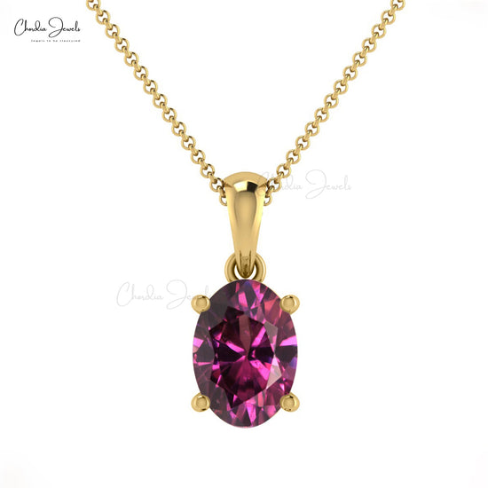 Oval Cut 7x5mm Natural Rhodolite Garnet Pendant