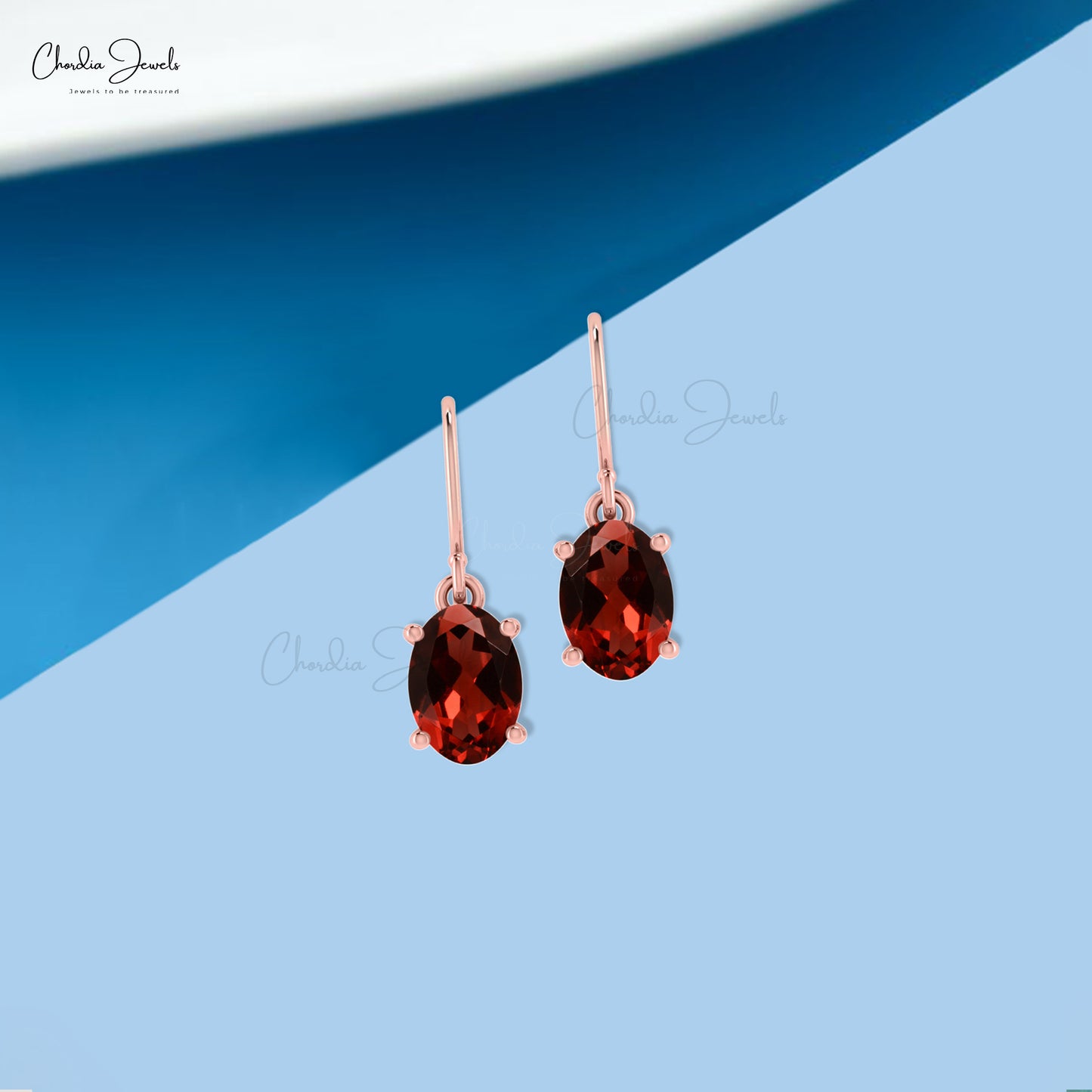Load image into Gallery viewer, Oval Cut Garnet 14k Solid Gold Dangle Earrings With Fish Hook
