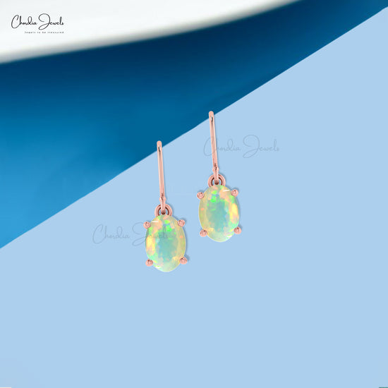 Load image into Gallery viewer, Classic 7x5mm Natural Opal Drop Earring With 14K Solid Gold
