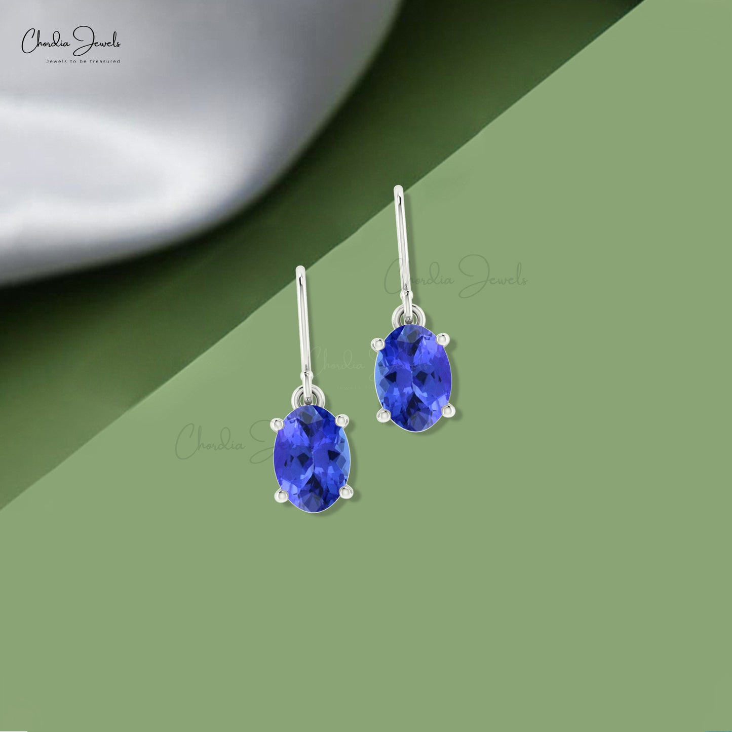 Real 14k Gold Natural Tanzanite Dangle Earrings 7x5mm Oval Cut Gemstone Fish Hook Earrings Prong Set Dainty Jewelry For Birthday Gift
