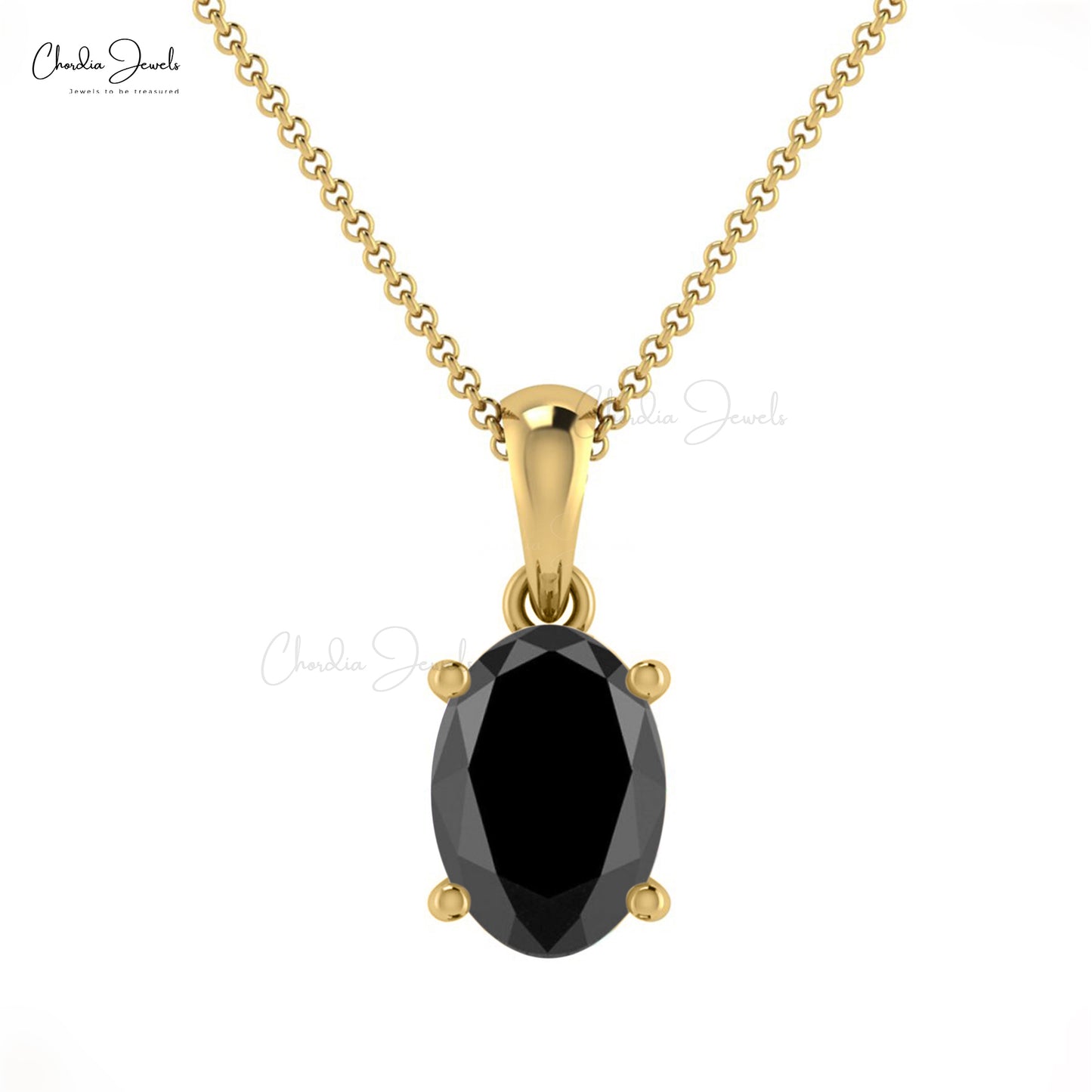 Solid 14k Gold Dangle Pendant in 0.8 Ct Black Diamond Handmade Necklace For Her