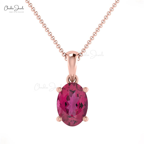 7x5mm Natural Pink Tourmaline Pendant in 14K Gold
