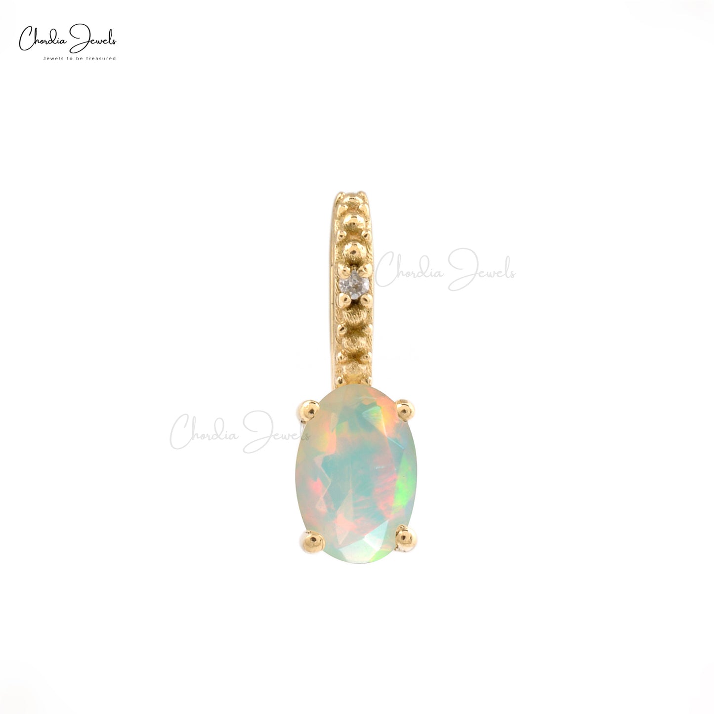 Diamond Halo Pendant With Opal