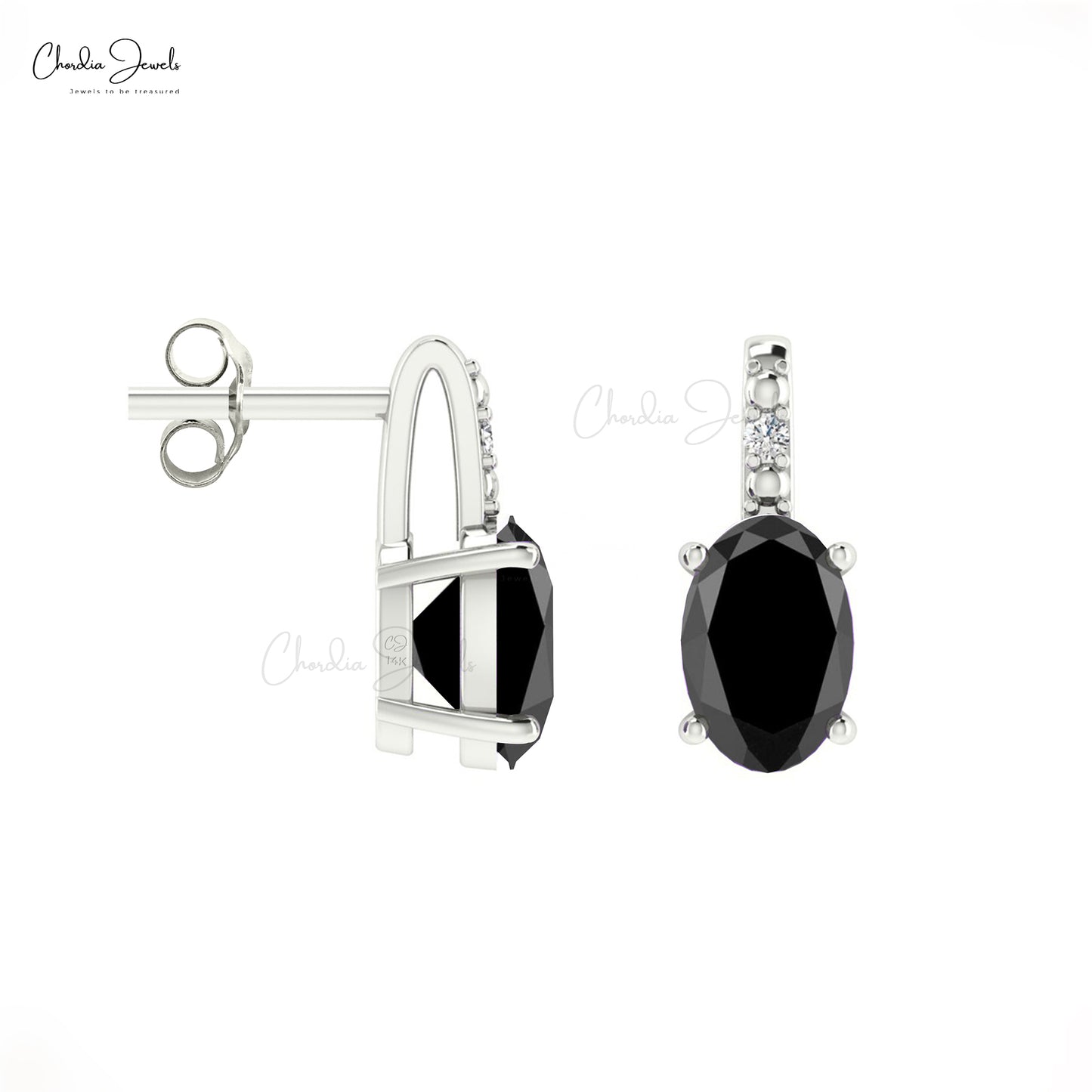 New Design Vintage Genuine Black Diamond Dangle Earring 1mm Round Cut Natural White Diamond Earring 14k Pure Gold Jewelry For Wedding Gift