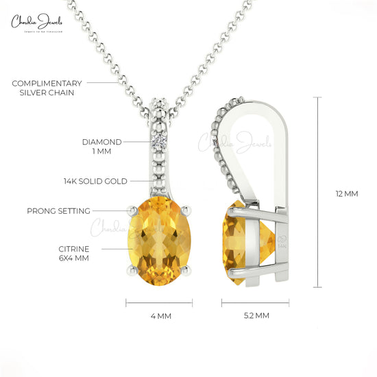 Natural Yellow Citrine Pendant