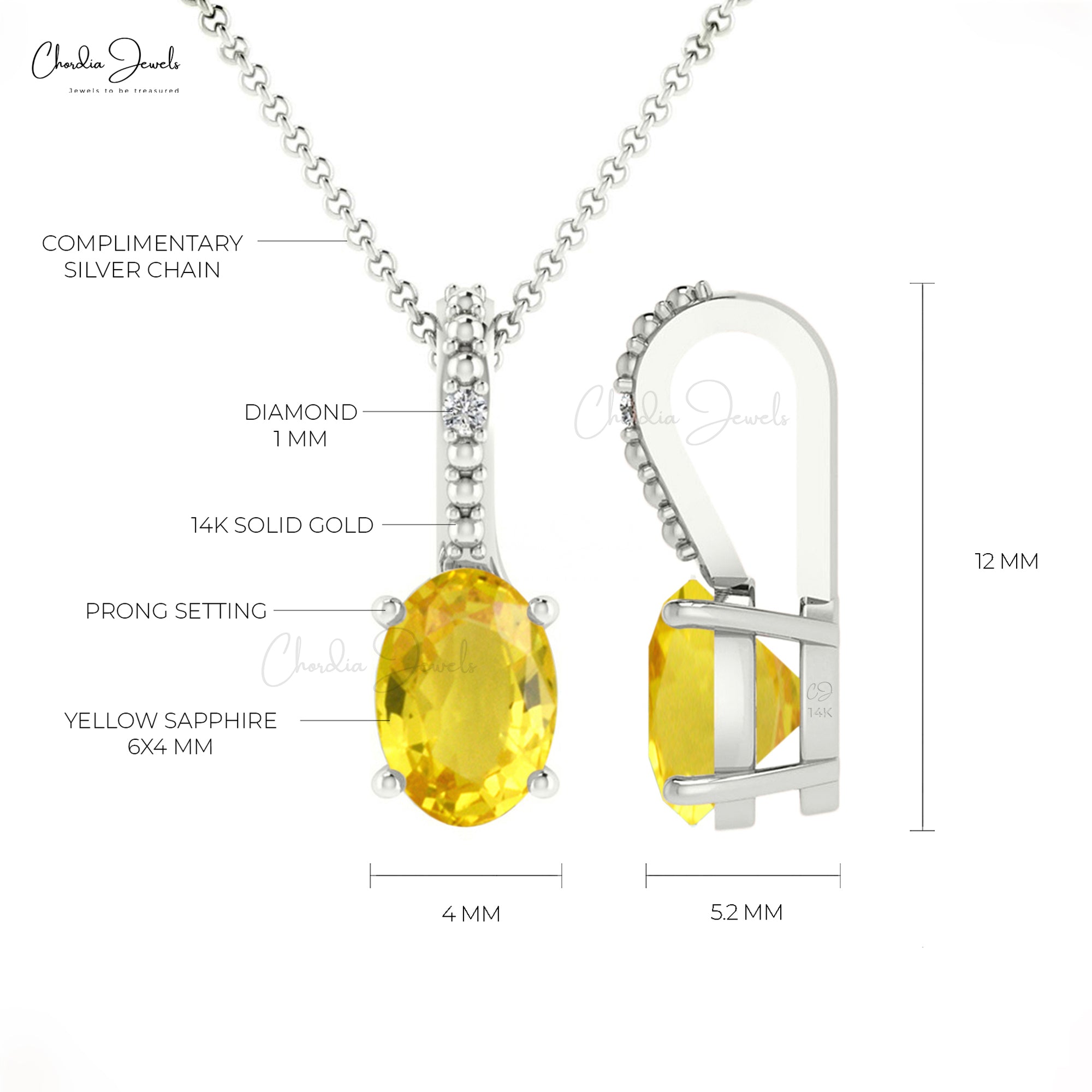 Radiant Cut Created Topaz Pendant Necklace丨Italojewelry