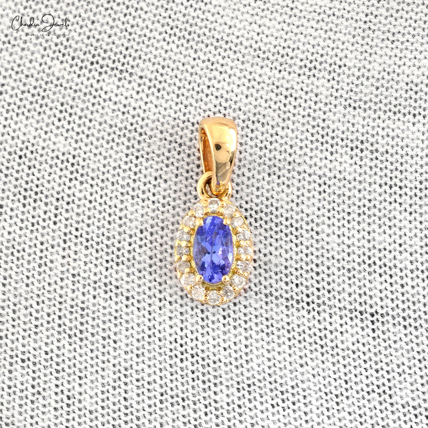 Solid 14k Yellow Gold Diamond Halo Wedding Pendant  Natural Tanzanite Pendant 0.24 Ct December Birthstone Fine Jewelry For Her