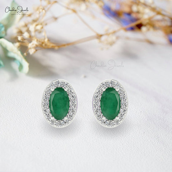 Find perfect finishing touch with these emerald stud earrings.