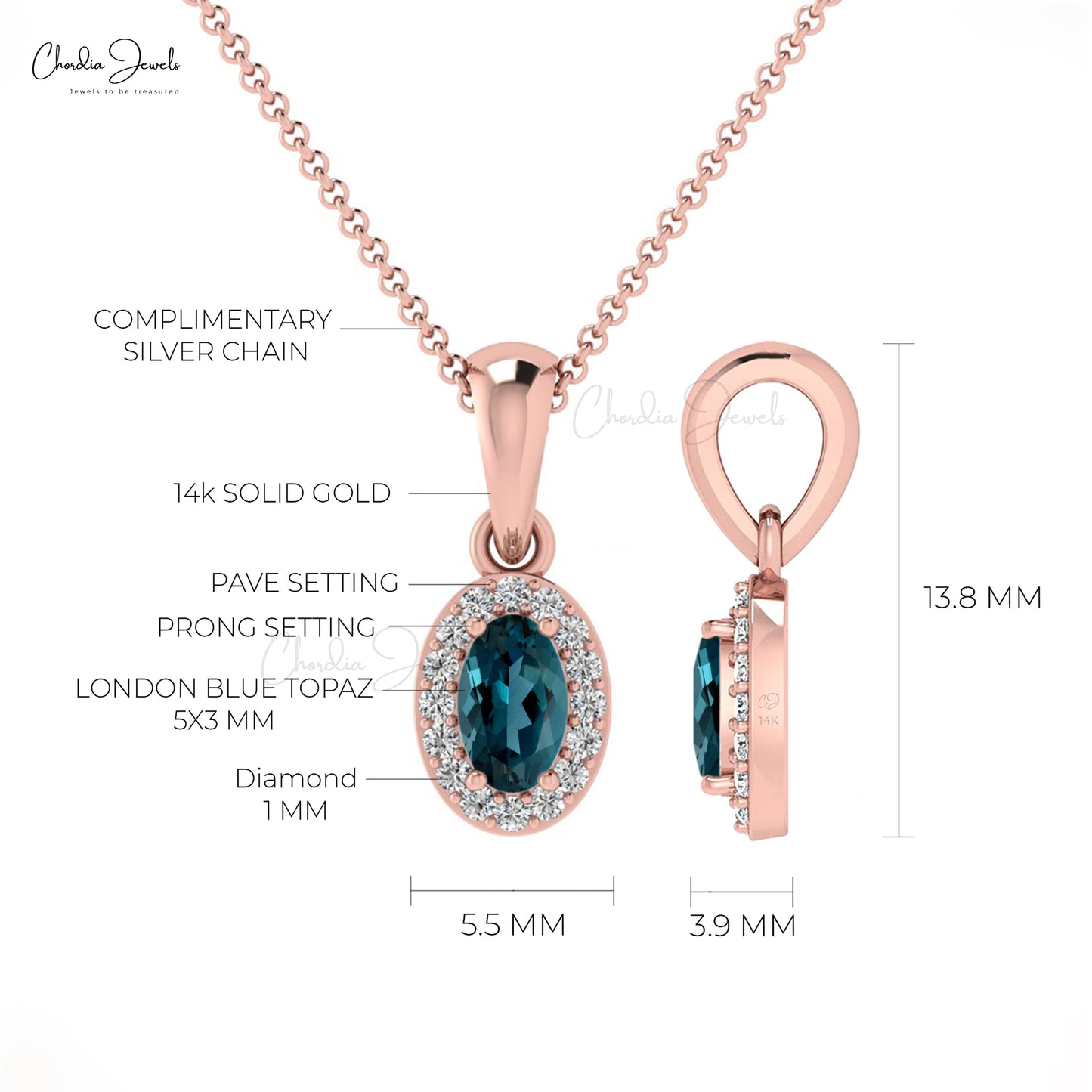 London Blue Topaz Pendant