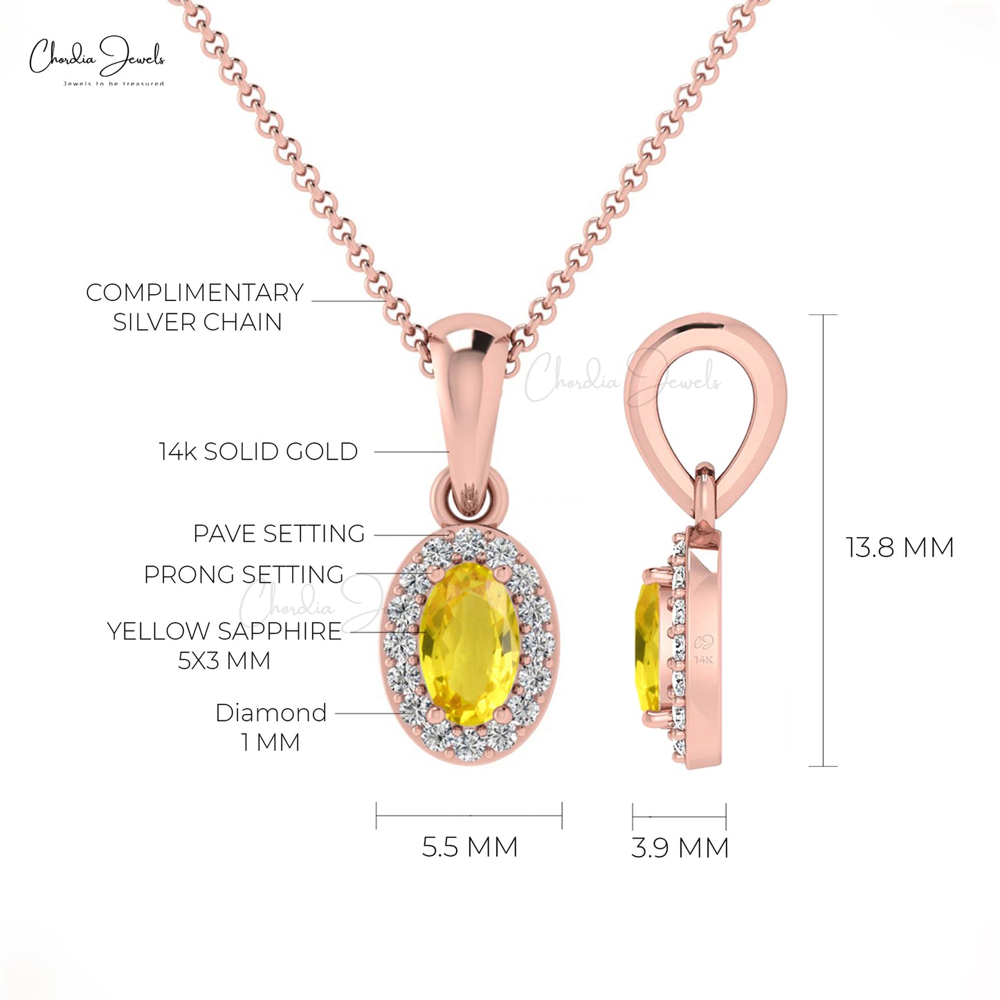 Genuine Yellow Sapphire Pendant