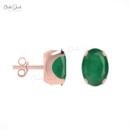 Emerald Solitaire Studs Earrings
