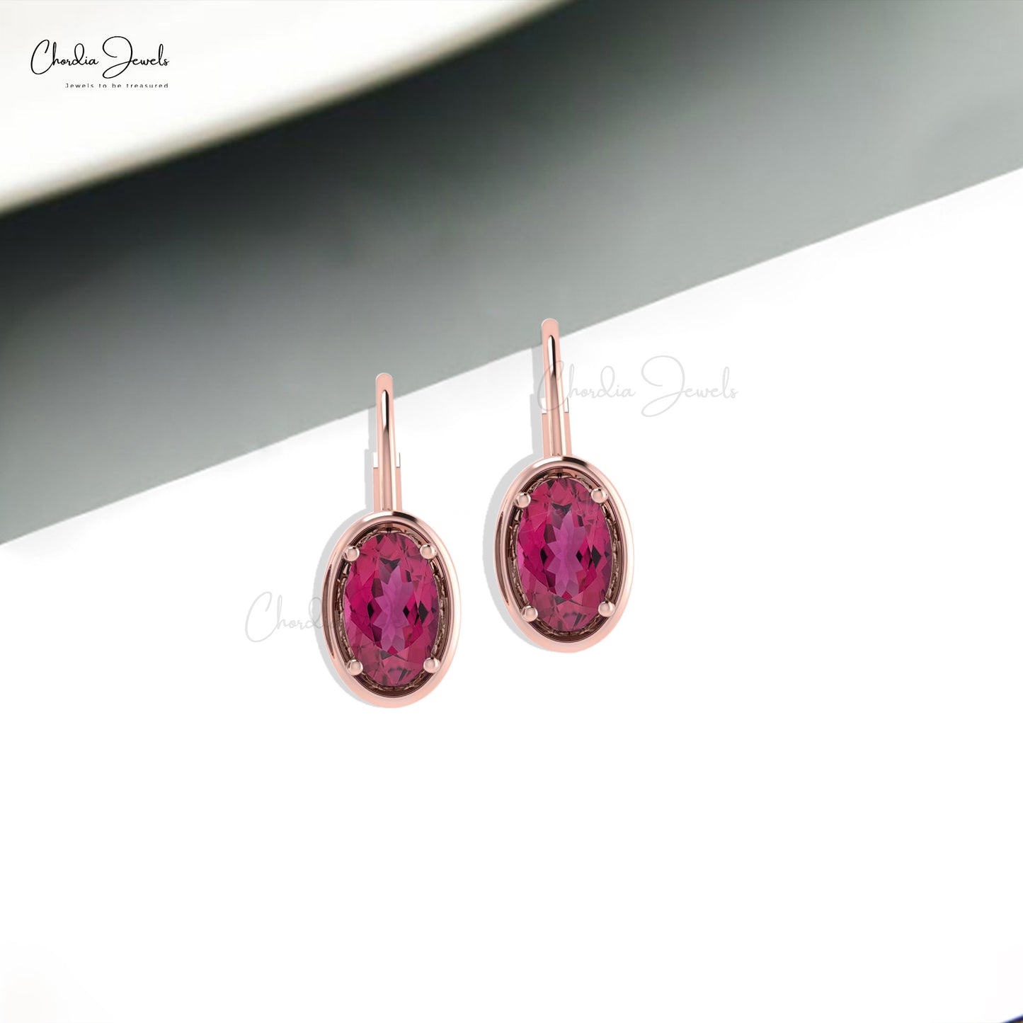 Load image into Gallery viewer, 7x5mm Natural Tourmaline Lever Back Hoop Earring
