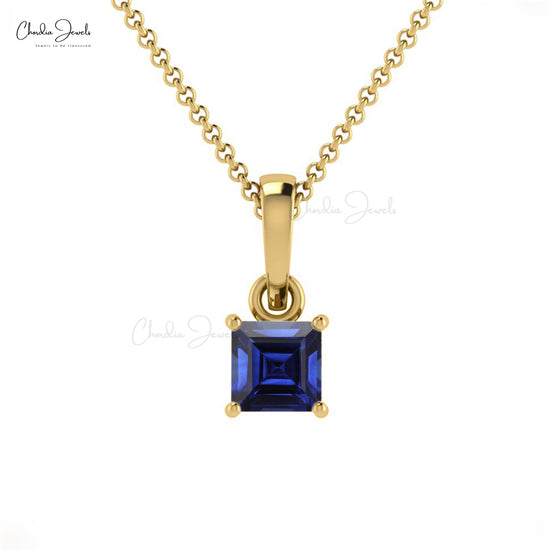 Bloomingdale's Blue Sapphire Bezel Pendant Necklace in 14K Yellow Gold, 16
