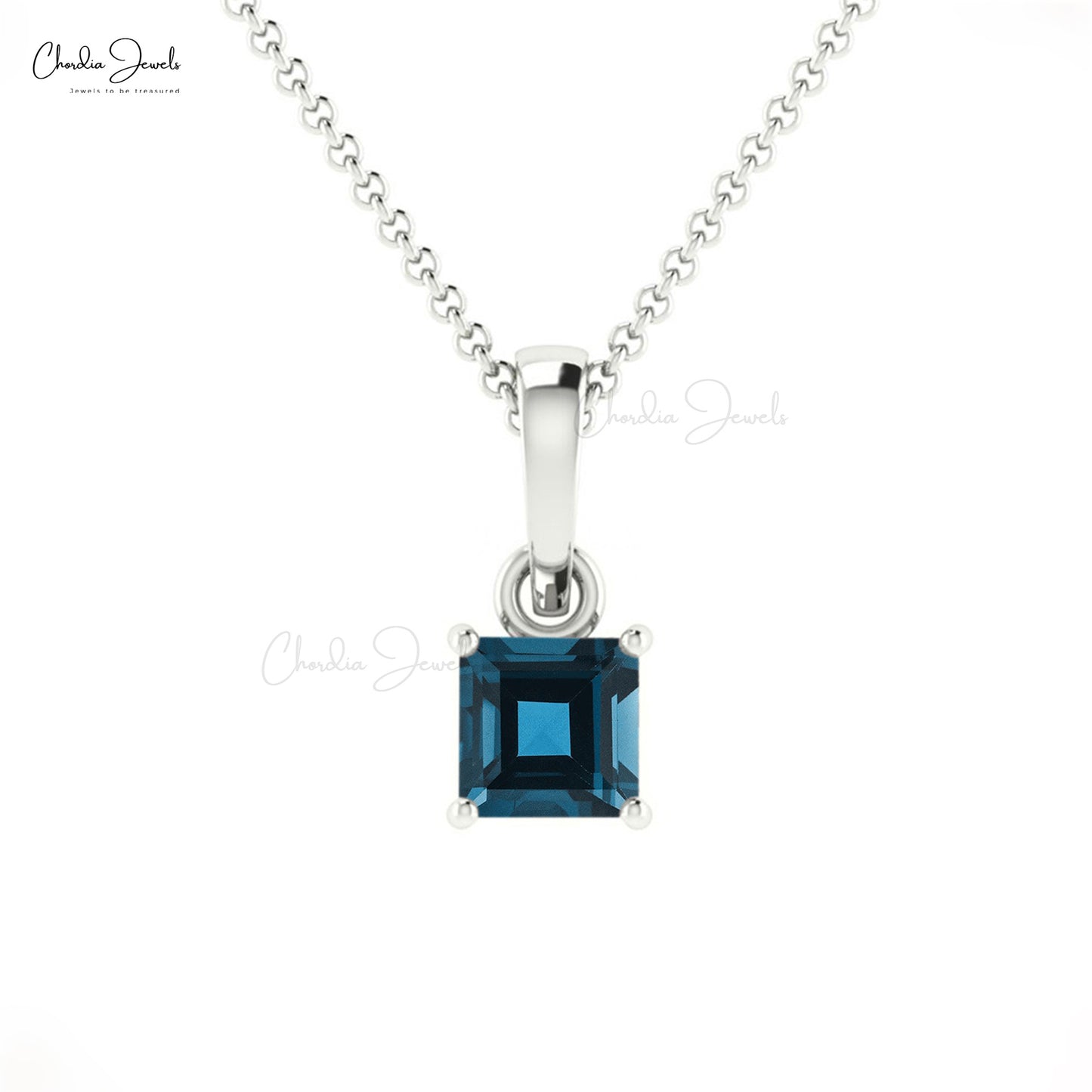 Shop Genuine London Blue Topaz Dainty Pendant in 14K Solid Gold Online