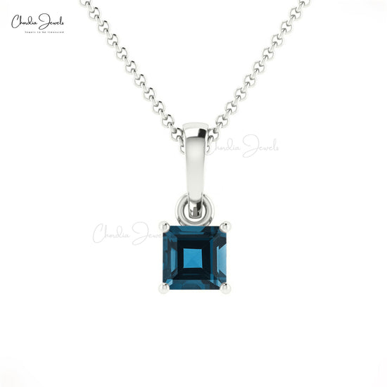 Natural London Blue Pendant With Chain,Genuine S925 Sterling Silver Necklace,Woman  Fashion Jewelry,Topaz Jewelry,