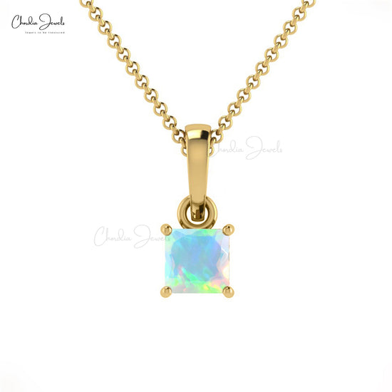 18K Gold Necklace With Australian Opal And Diamond - The Chubby Paw