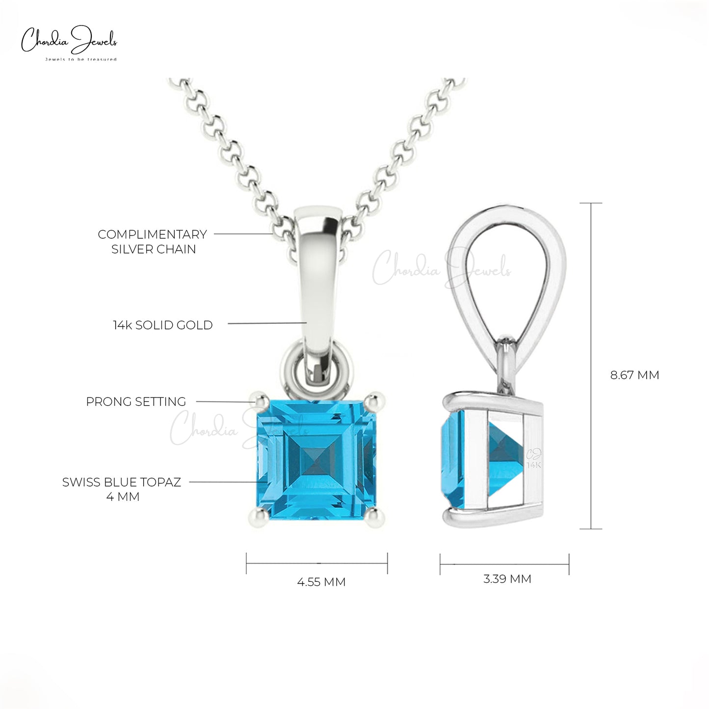 Swiss Blue Topaz Pendant