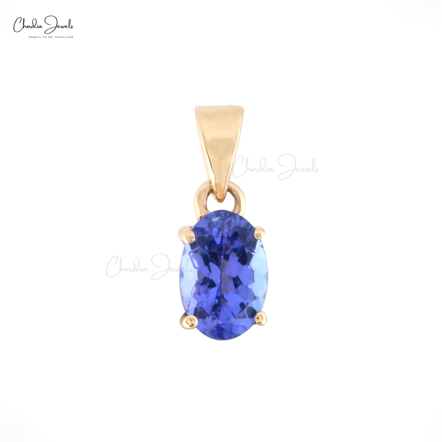 Genuine Tanzanite 6x4mm Oval Cut Dainty Pendant For Birthday Gift 14k Solid Yellow Gold Prong Set Minimalist Jewelry