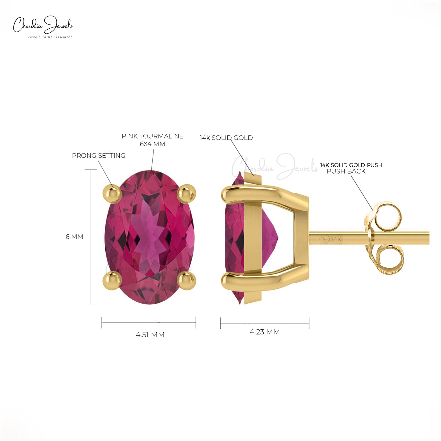 14k Solid Gold Tourmaline Earrings