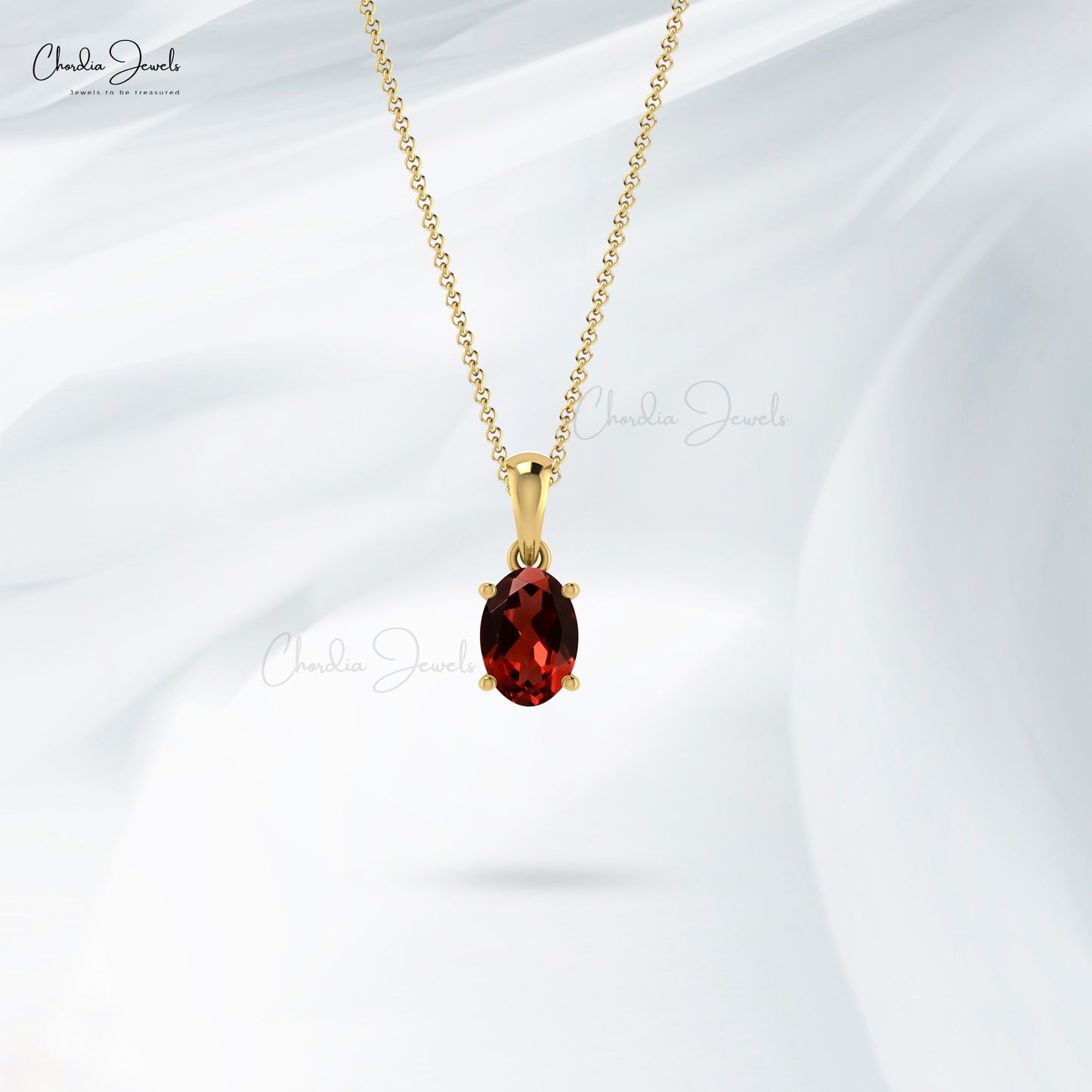 Load image into Gallery viewer, Genuine Natural Oval Garnet in 14k Solid Gold Gemstone Pendant
