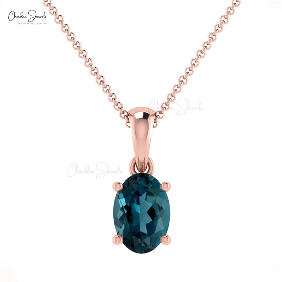 Genuine London Blue Topaz Pendant