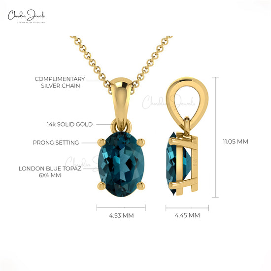 Load image into Gallery viewer, Genuine London Blue Topaz Pendant
