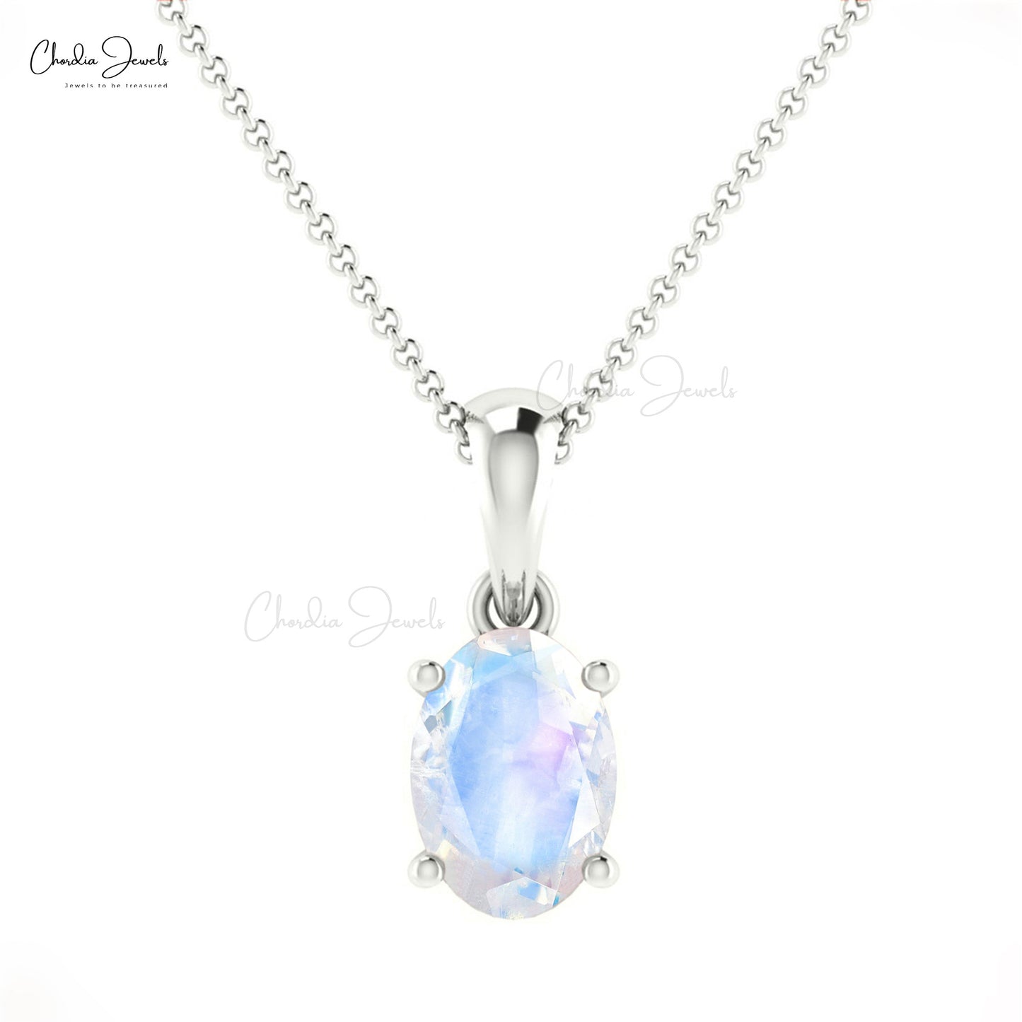 Solid 14k Gold Oval Charm With 0.28 Ct Rainbow Moonstone Solitaire Pendant For Mom