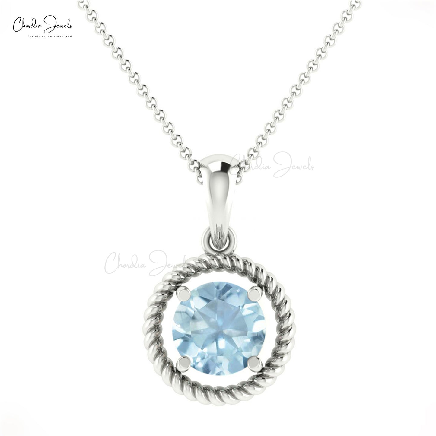Trending Aquamarine Stone 14k Gold Spiral Pendant In Affordable