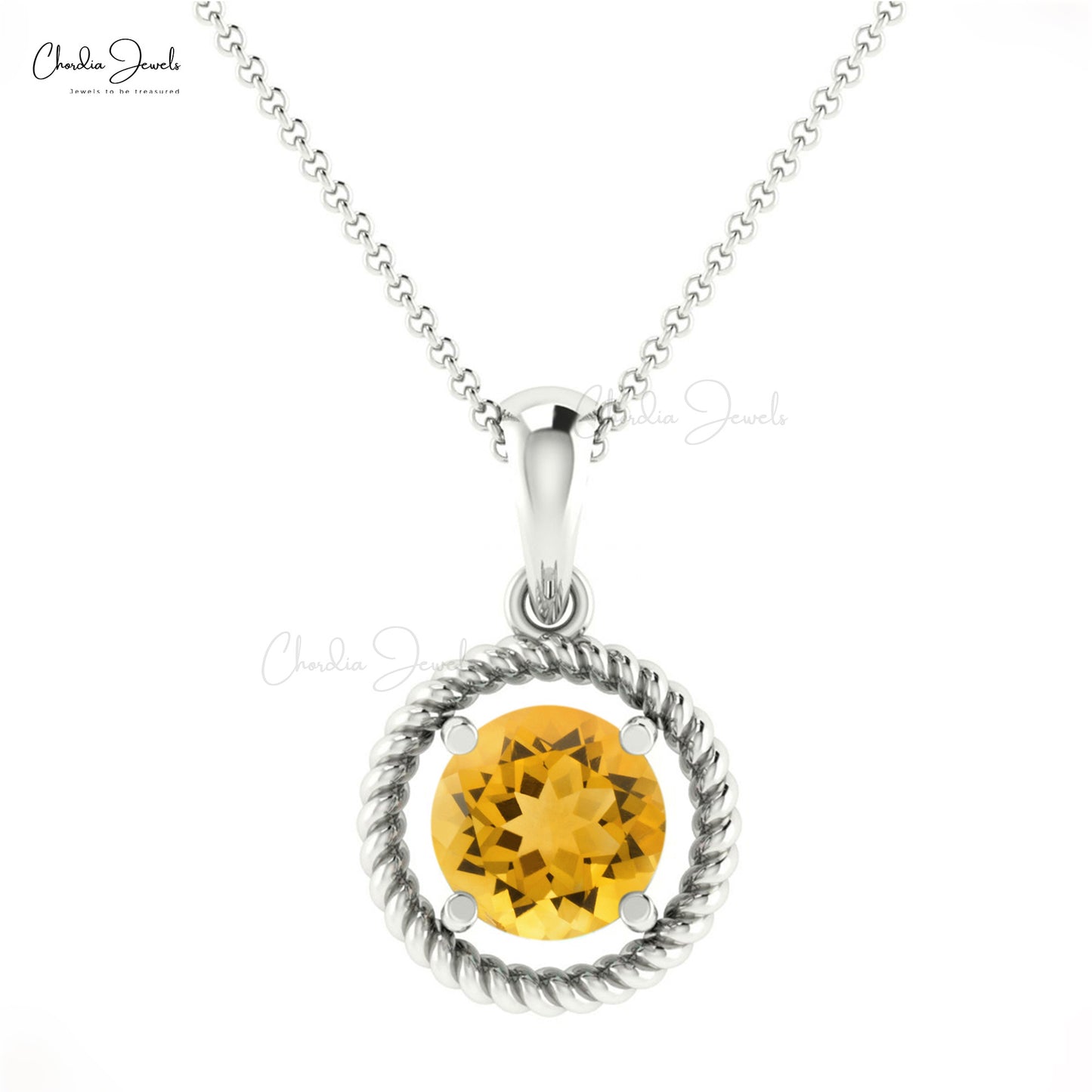 Classic Design Beautiful Spiral Pendant Necklace November Birthstone Natural Yellow Citrine Gemstone  Pendant in 14k Real Gold Dainty Jewelry For Her